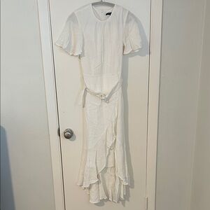 French Connection White Ruffle Maxi Dress